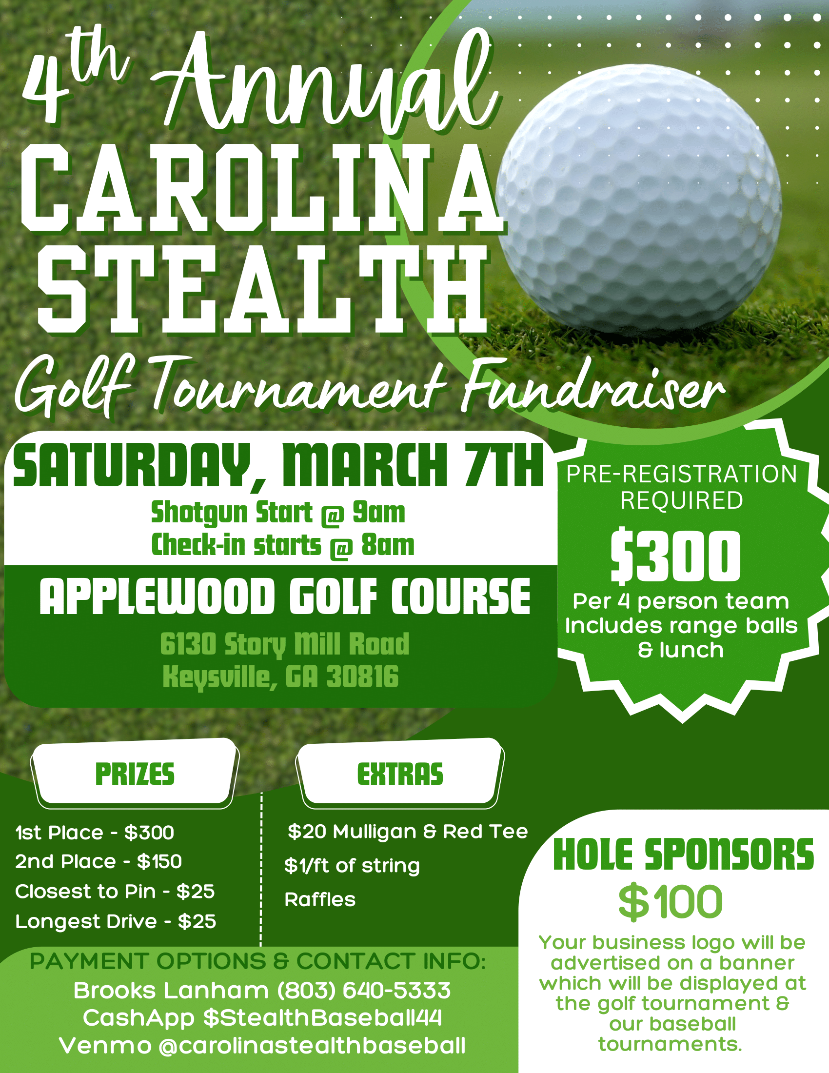 4th Annual Carolina Stealth Golf Tournament Fundraiser